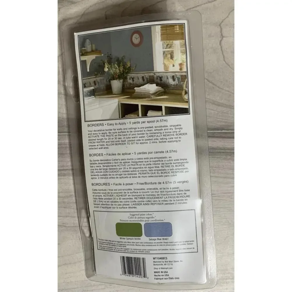 Vtg New Home Trends Wall Border WT1046BCS Country Clothes Hanging 5 Yards